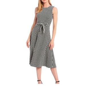 Classic Houndstooth A-Line Midi Dress Summer Ready